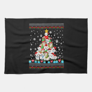 Linge De Cuisine Feux de Noël des chiens maltais Noël moche Sweat