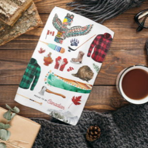 Linge De Cuisine Fière d'être canadienne   Illustration aquarelle