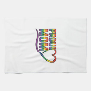 Linge De Cuisine Fière Maman Cœur Arc-en-ciel Dessin de Gravure Vin