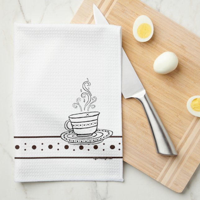 Linge De Cuisine figdewdrops White Relax Cup kitchen towel (Quart Plié)
