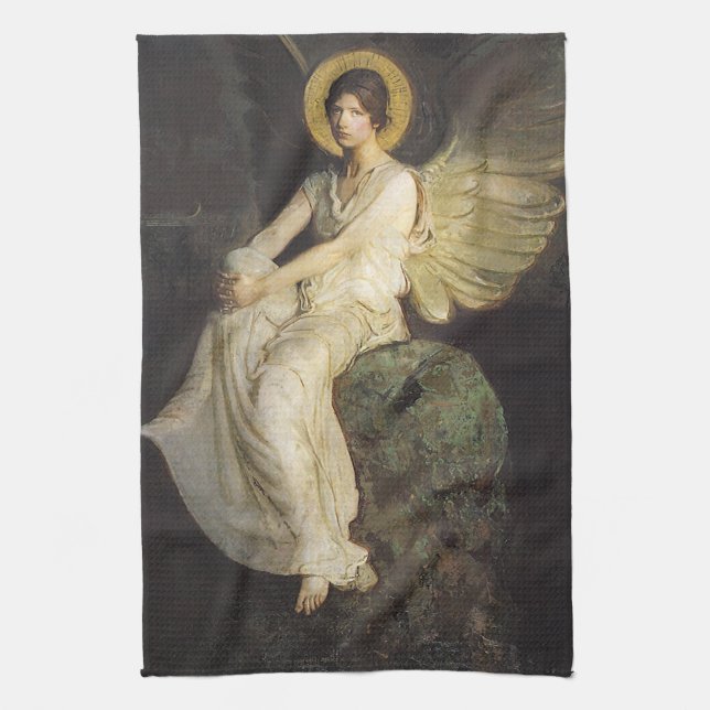 Linge De Cuisine Figure ailée assise sur un rocher par Abbott Thaye (Vertical)