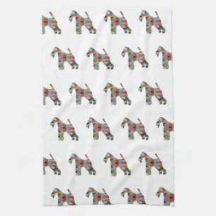 Linge De Cuisine Fil Fox Terrier Chien race Geo Silhouette Plaid