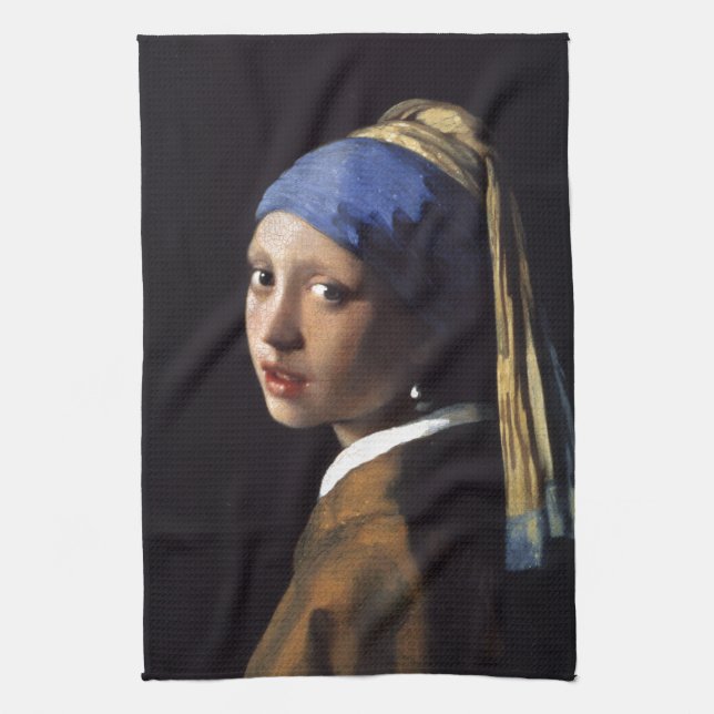 Linge De Cuisine Fille avec une boucle d'oreille de perle (Vertical)
