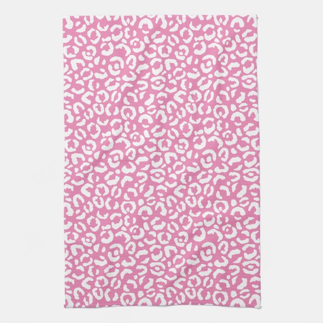 Linge De Cuisine Fille Glam Empreinte de léopard rose blanc (Vertical)