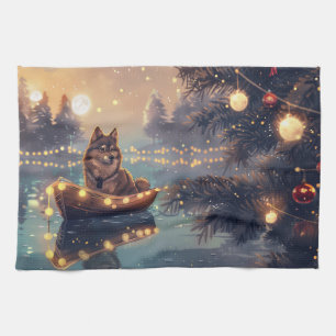 Linge De Cuisine Finlandais Lapphund Noël Festive Voyage