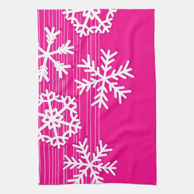 Linge De Cuisine Flacon de Noël rose et blanc moderne (Vertical)