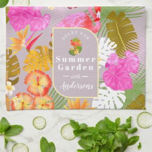 Linge De Cuisine Flamant rose Garden Grey