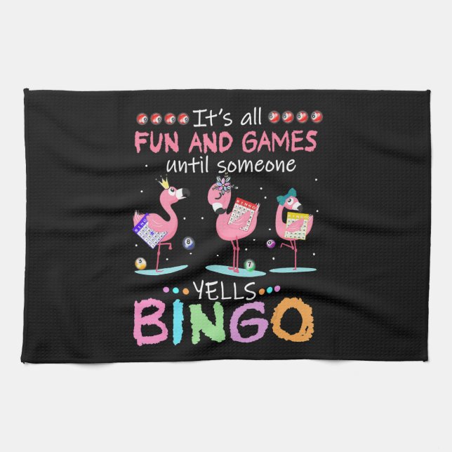 Linge De Cuisine Flamant rose rose Bingo Funny Cadeau Art (Horizontal)