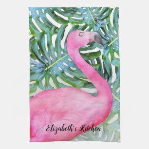 Linge De Cuisine Flamant rose rose tendance personnalisé Feuilles t