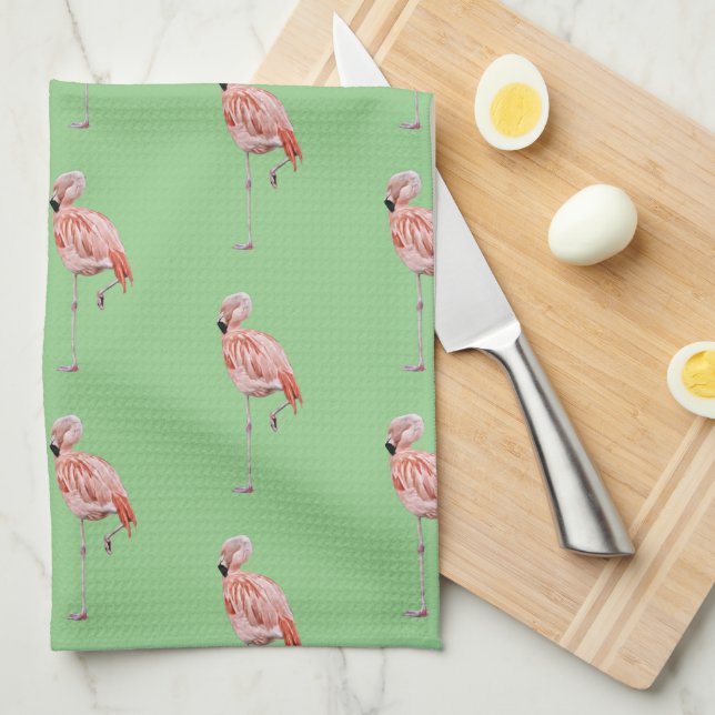 Linge De Cuisine Flamant rose rose Tropical Style Cuisine verte Ser (Quart Plié)