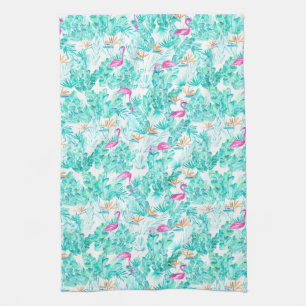 Linge De Cuisine Flamant rose tropical Palm Leaf Bird of Paradise T