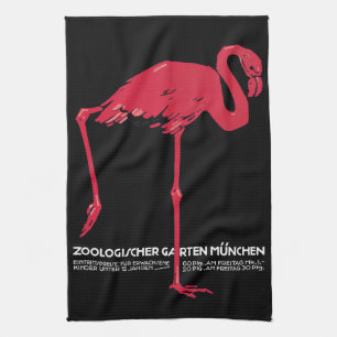 Linge De Cuisine Flamant rose vintage à Munich Zoo en Allemagne
