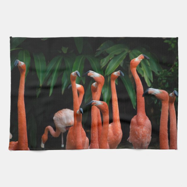 Linge De Cuisine Flamants roses en cuisine paradisiaque (Horizontal)
