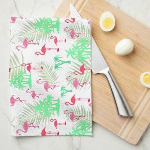 Linge De Cuisine Flamants roses roses et palmiers