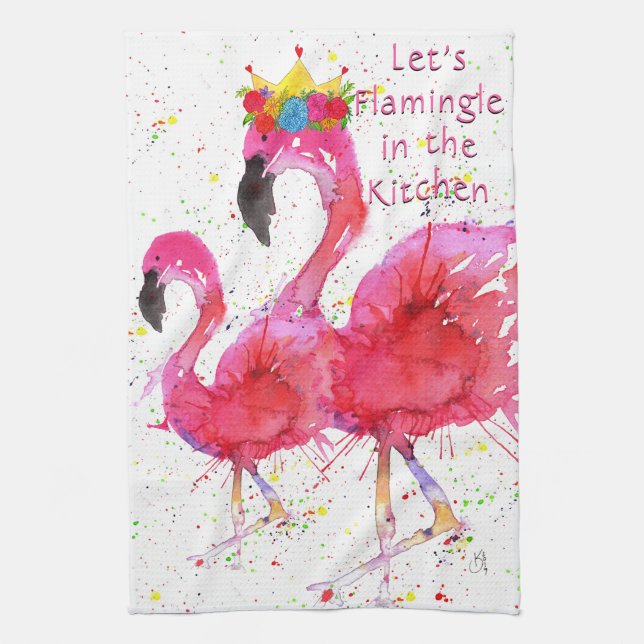 Linge De Cuisine Flamants roses roses Flamingle dans la cuisine (Vertical)