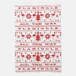 Linge De Cuisine Flamingle tout le chemin Chandail de Noël Rouge