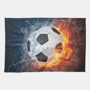 Linge De Cuisine Flamme Football/Balle de Football Jeu d'oreiller