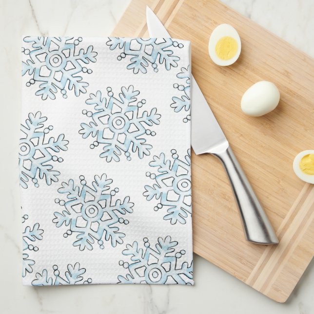 Linge De Cuisine Flammes de neige de Noël mignonnes, Blizzard de ne (Quart Plié)