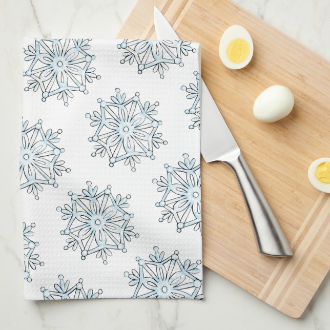 Linge De Cuisine Flammes de neige de Noël mignonnes, Blizzard de ne (Quart Plié)