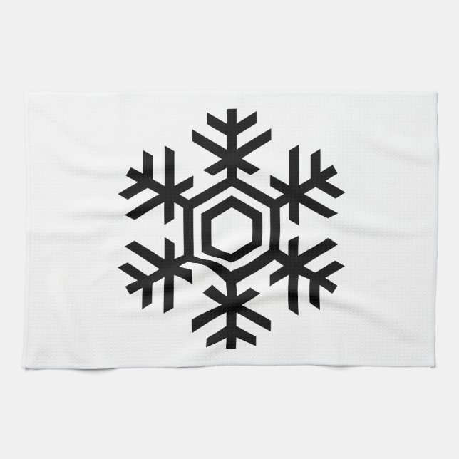 Linge De Cuisine Flèche de neige noire et blanche (Horizontal)