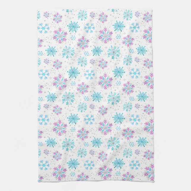 Linge De Cuisine Flèche de neige violette et bleue (Vertical)
