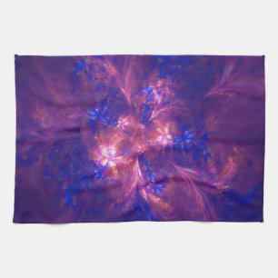 Linge De Cuisine Fleur Abstraite Mélange De Motifs Violet Et Bleu