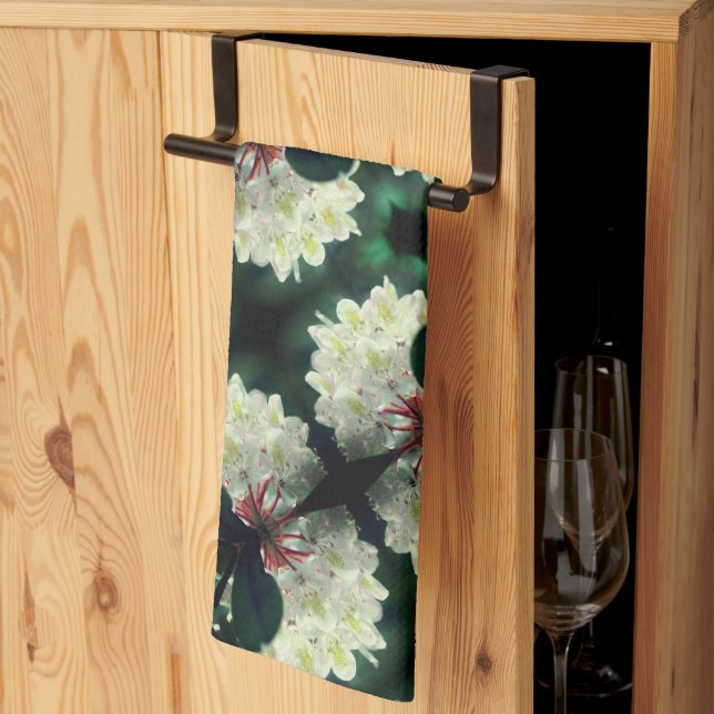 Linge De Cuisine Fleur Azalea Blanc Avec Motif Raindrops (Pliage en tiers)