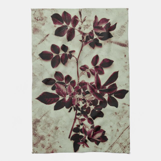 Linge De Cuisine Fleur Bordeaux (Vertical)