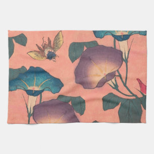 Linge De Cuisine Fleur d'abeille rose Art classique Hokusai