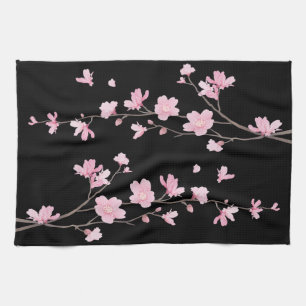 Linge De Cuisine Fleur de cerisier - Noir