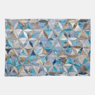Linge De Cuisine Fleur de la vie motif - Marbres et perles bleues
