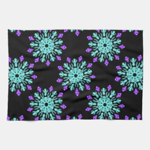 Linge De Cuisine Fleur de néon pourpre et turquose