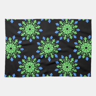 Linge De Cuisine Fleur de néon vert et bleu