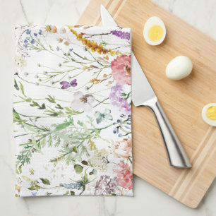 Linge De Cuisine Fleur de printemps à l'aquarelle Boho Wildflower