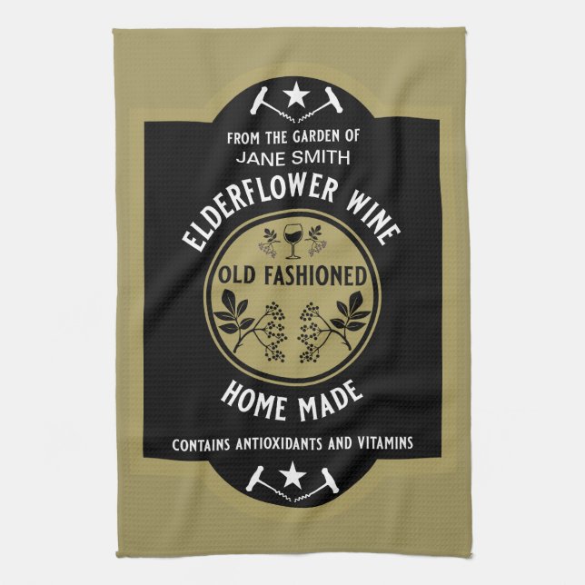 Linge De Cuisine Fleur d'Elderflower maison personnalisée (Vertical)