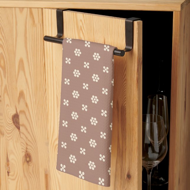 Linge De Cuisine Fleur Dot -Mocha (Pliage en tiers)