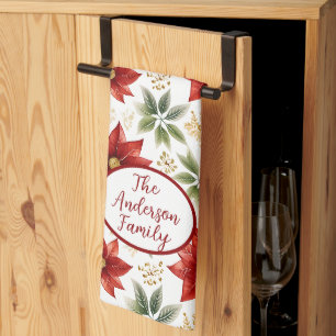 Linge De Cuisine Fleur florale Poinsettia élégant Noël