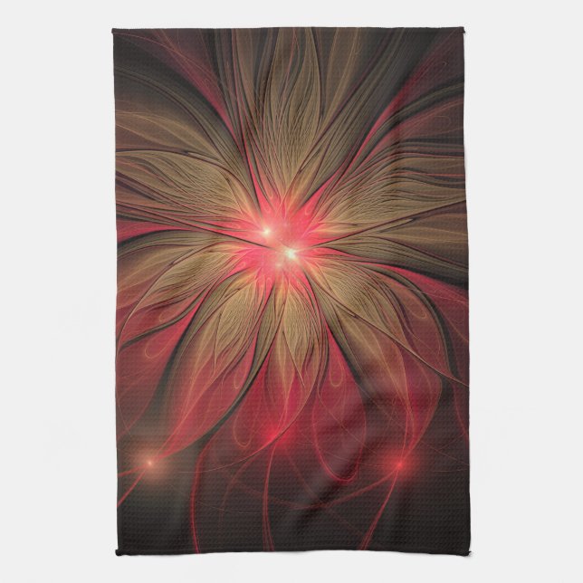 Linge De Cuisine Fleur fractale de fansy rouge (Vertical)