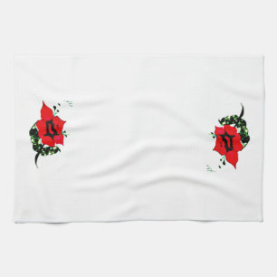 Linge De Cuisine Fleur rouge