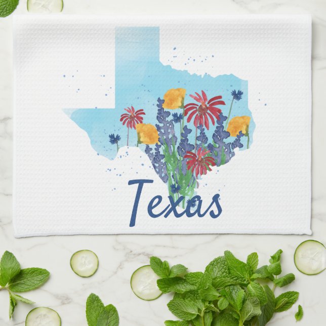 Linge De Cuisine Fleur sauvage du Texas Bluebonnet (Plié)