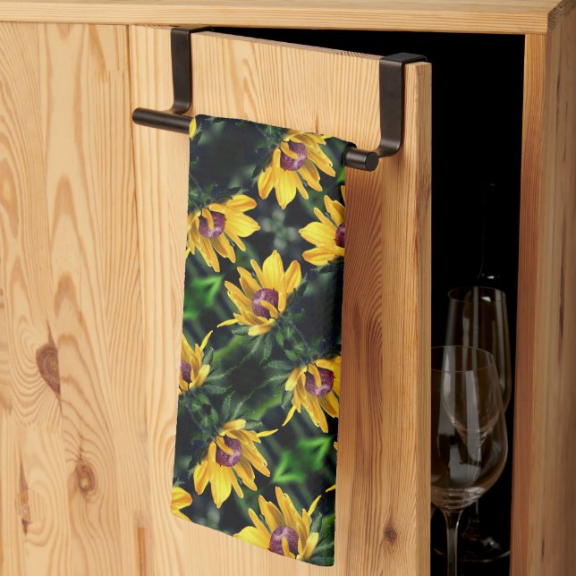 Linge De Cuisine Fleur Susan Black Eyed dépliant Motif (Pliage en tiers)