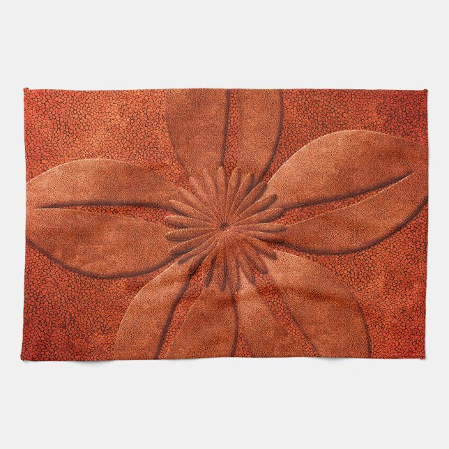 Linge De Cuisine Fleur texturisée de sembler de cuivre lumineux (Horizontal)