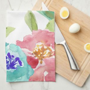 Linge De Cuisine Fleurs aquarelles lumineuses