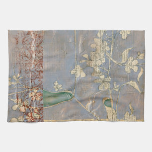 Linge De Cuisine Fleurs blanches sur l'arrière - plan de papier