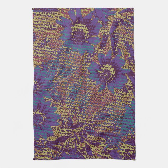 Linge De Cuisine Fleurs bleues contre le motif de camouflage de (Vertical)