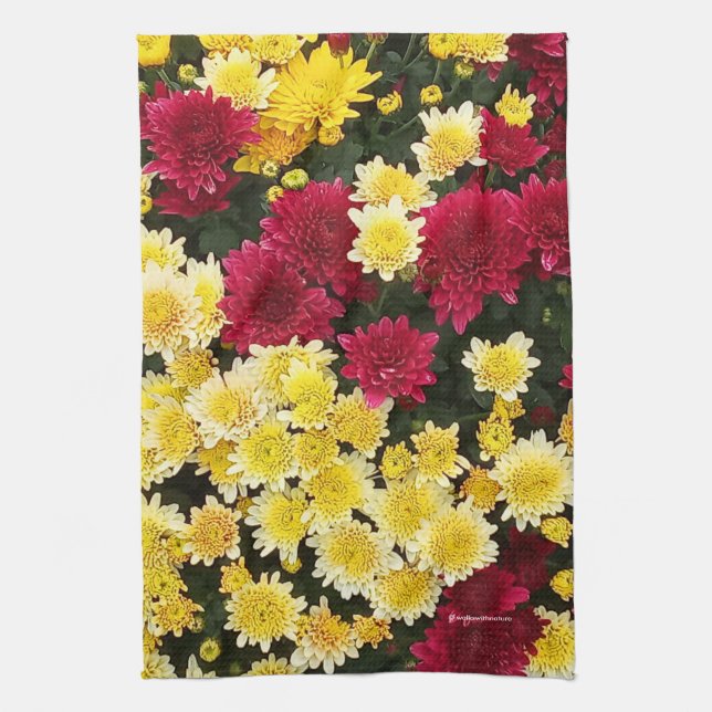 Linge De Cuisine Fleurs Chrysanthème d'automne en or rouge (Vertical)