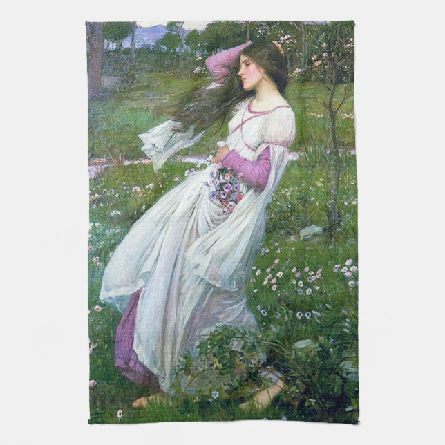 Linge De Cuisine Fleurs dans le vent, John William Waterhouse (Vertical)