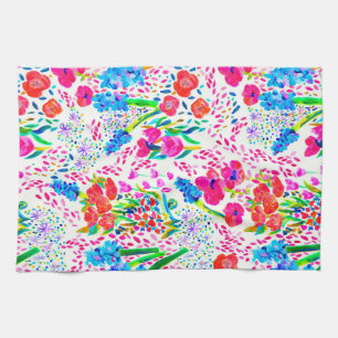 Linge De Cuisine Fleurs d'aquarelle colorée mignonne motif