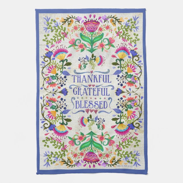 Linge De Cuisine Fleurs d'art populaire | Remerciements, Reconnaiss (Vertical)