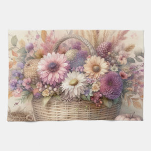 Linge De Cuisine Fleurs d'automne dans les couleurs pastel aquarell